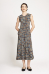 vestido jersey estampa lótus babado