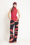 calça jersey estampa ondas flare