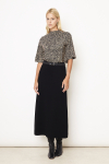 blusa jersey estampa bolinhas faixa gola