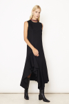 vestido malha dupla leve babado frente