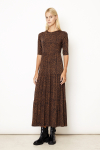 vestido jersey est mini folhas camadas