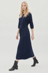 vestido tricoline com babados nas mangas