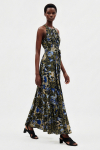 vestido jersey estampa ornamental longo