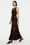 vestido jersey estampa ornamental longo
