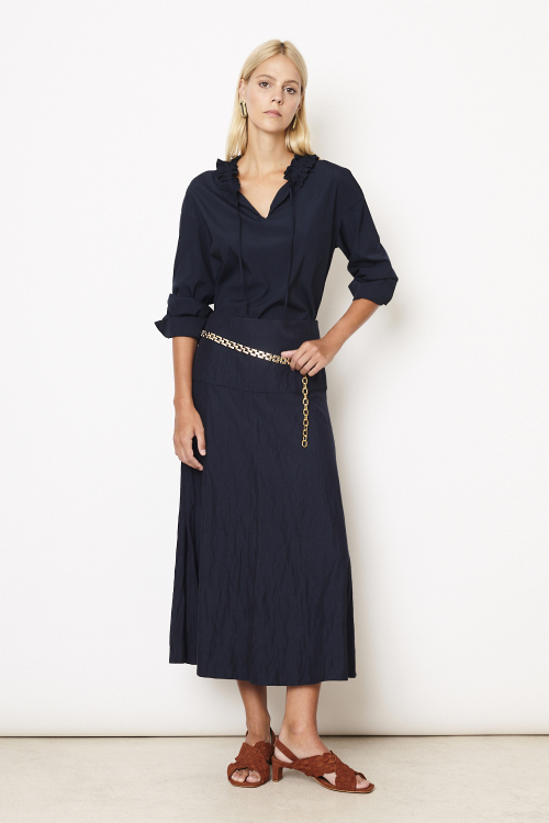 Blusa Tricoline Babado Gola