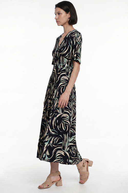 Vestido Jersey Estampa Brisa Tropical Pala Encaixe