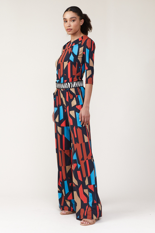 Fit — Pantalona Jersey Mosaico Com Bolso