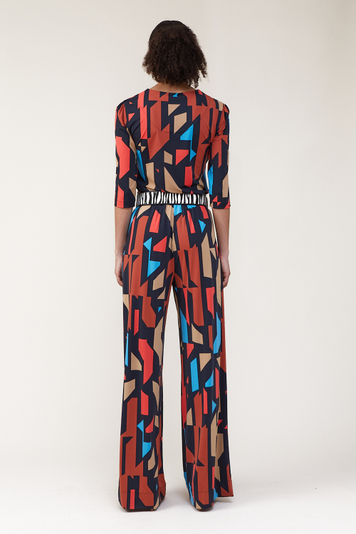 Fit — Pantalona Jersey Mosaico Com Bolso