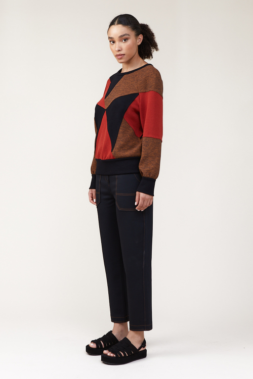 Fit — Blusa Bouclê Patchwork Manga Longa