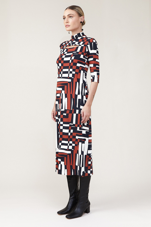 Fit — Vestido Jersey Labirinto Abertura Decote