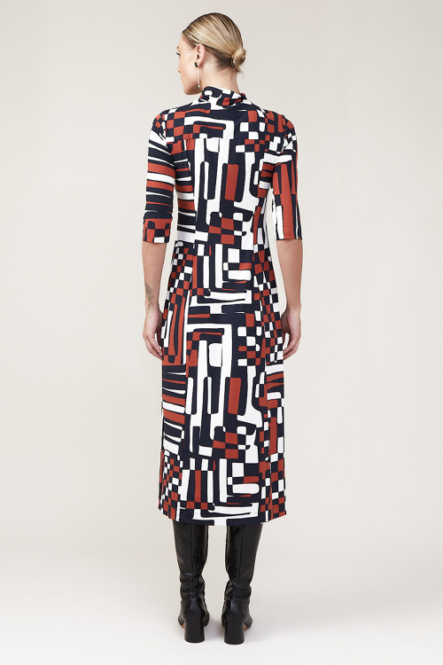 Fit — Vestido Jersey Labirinto Abertura Decote