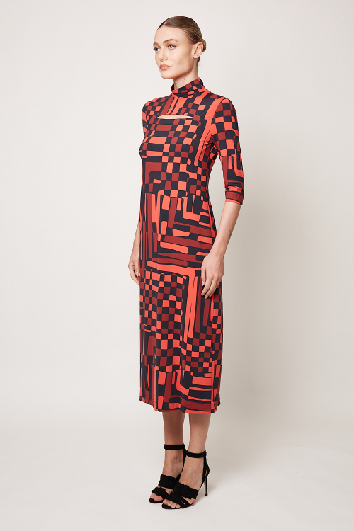 Fit — Vestido Jersey Labirinto Abertura Decote