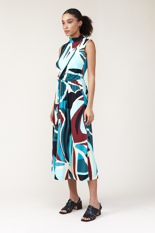 Fit — Vestido Jersey Parque Fenda No Ombro