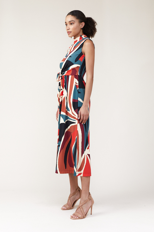 Fit — Vestido Jersey Parque Fenda No Ombro