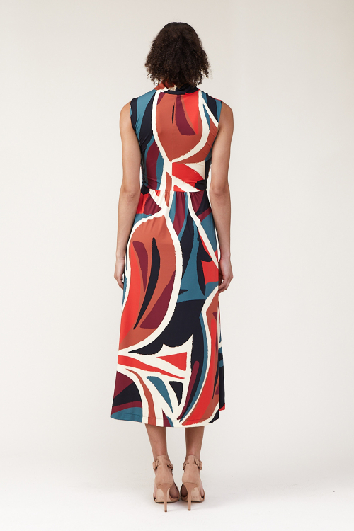 Fit — Vestido Jersey Parque Fenda No Ombro