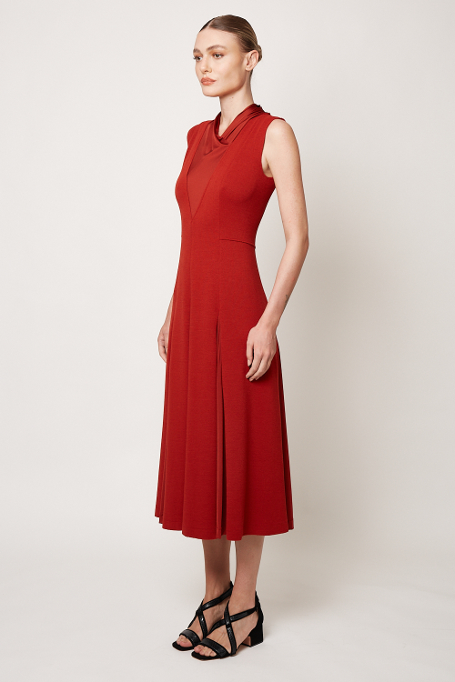 Fit — Vestido Bouclê Detalhes Jersey Liso