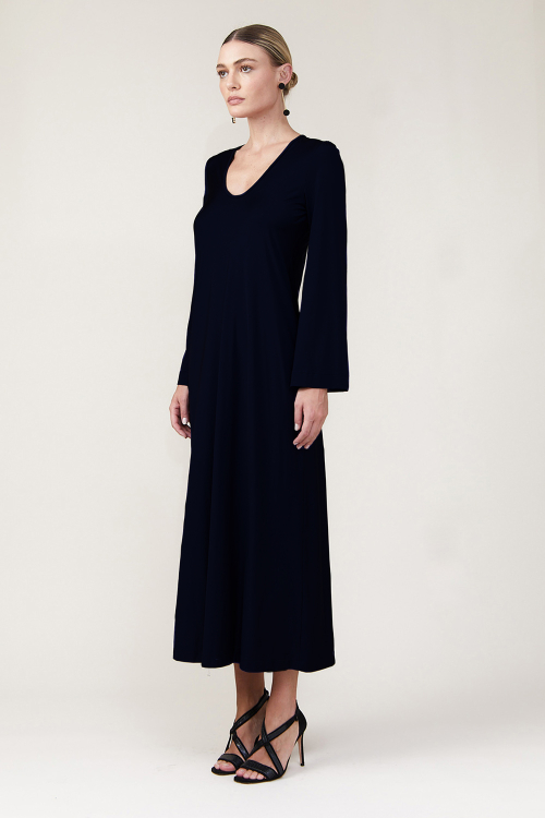 Fit — Vestido Jersey Liso Reto Com Manga