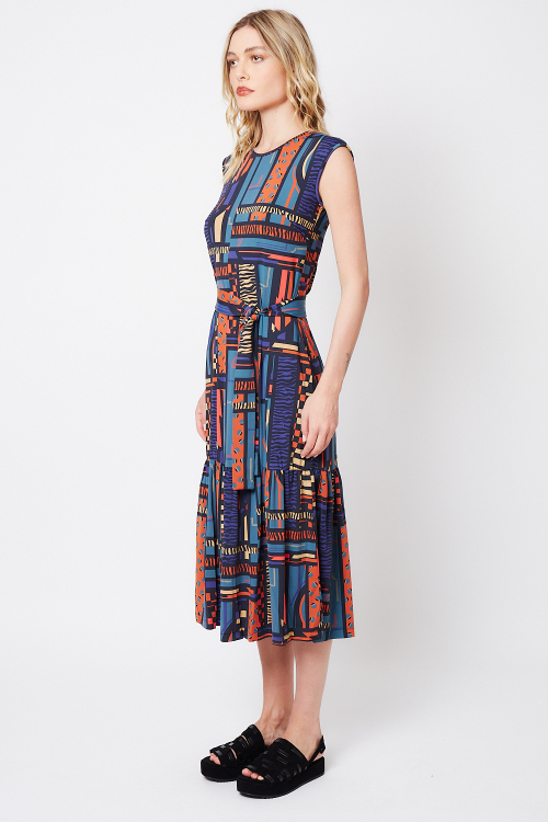 Fit — Vestido Jersey Maximalista Longo Com Babado
