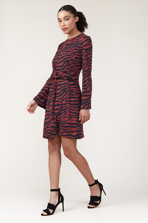 Fit — Vestido Jersey Zebra Detalhe Cintura