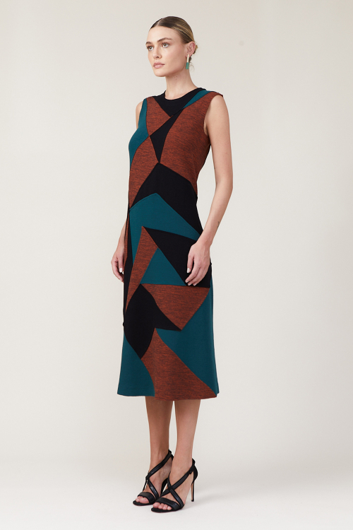 Fit — Vestido Bouclê Patchwork