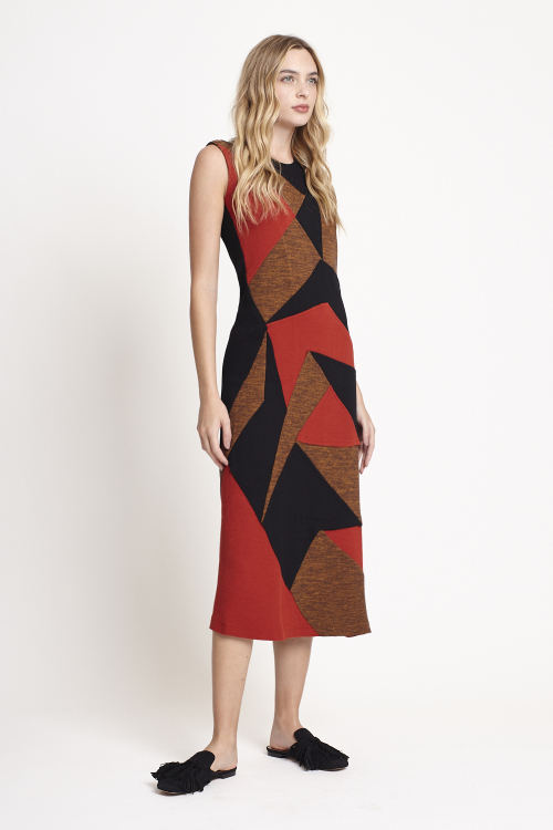 Fit — Vestido Bouclê Patchwork
