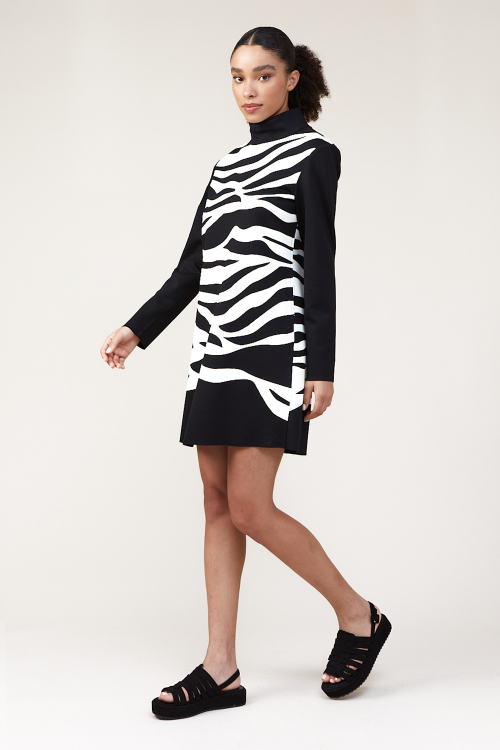 Fit — Vestido Duplo Leve Curto Manga Longa Silk