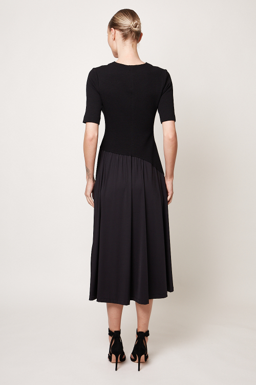 Fit — Vestido Bouclê E Jersey Liso