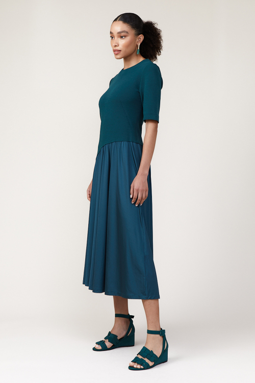 Fit — Vestido Bouclê E Jersey Liso