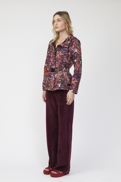Fit — Jaqueta Alongada Nylon Estampa Floresta