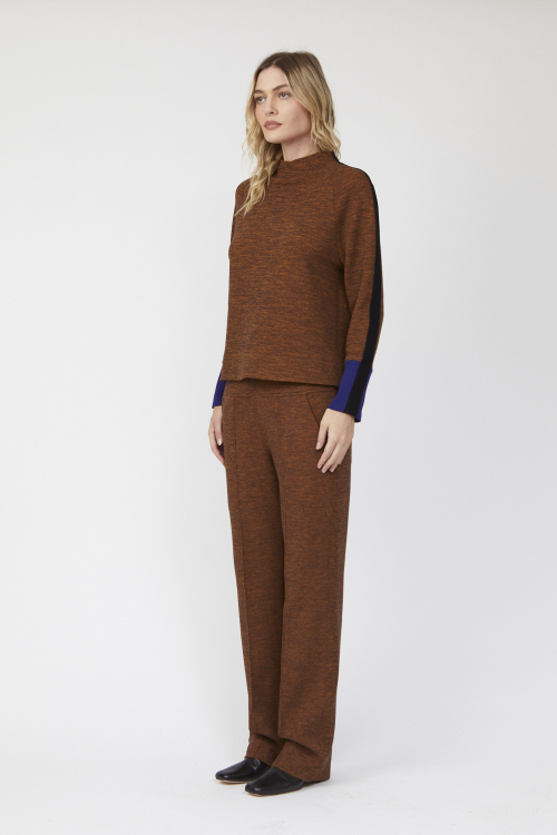 Fit — Blusa Bouclê Bicolor Listra Lateral