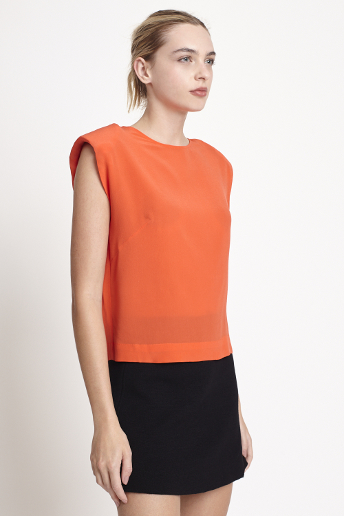 Fit — Blusa Seda Regata Com Ombreiras