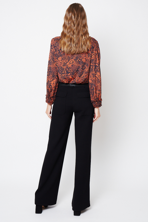 Fit — Blusa Jersey Estampa Caxemira Detalhe Canaleta No Decote