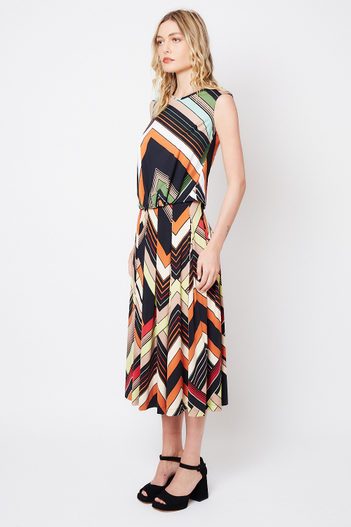 Fit — Saia Jersey Estampa Mosaico Com Pregas