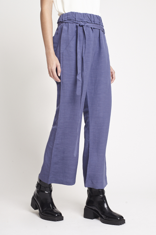 Fit — Calça Modal Com Linho Cós Elástico
