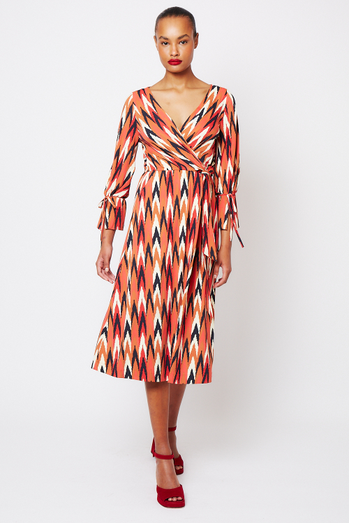 Fit — Vestido Jersey Estampa Batik Punho Com Laço