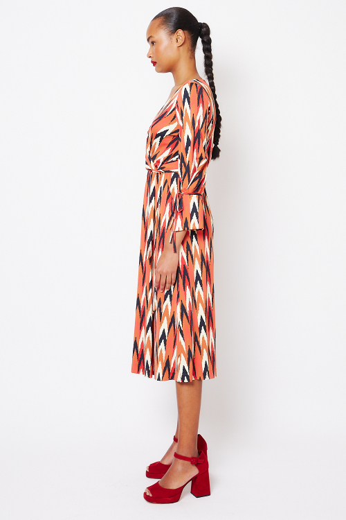 Fit — Vestido Jersey Estampa Batik Punho Com Laço
