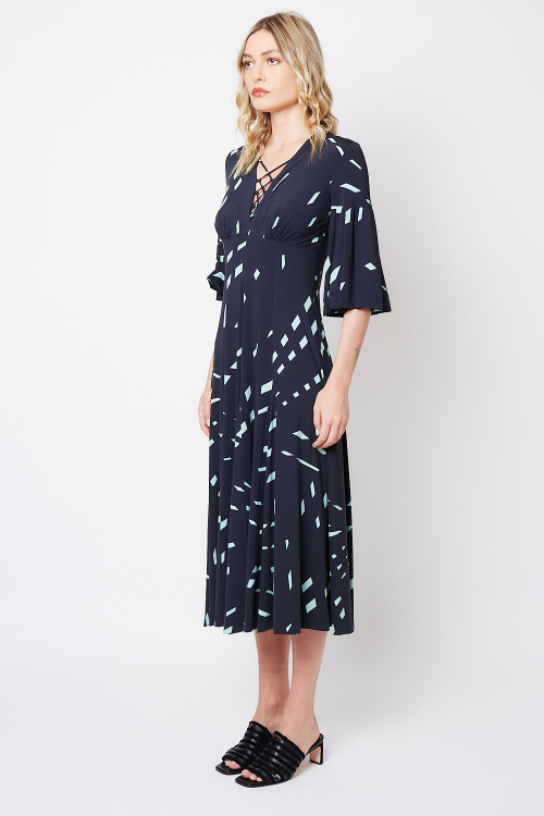 Fit — Vestido Jersey Estampa Luzes Decote Em X