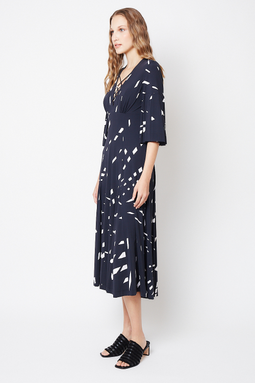 Fit — Vestido Jersey Estampa Luzes Decote Em X