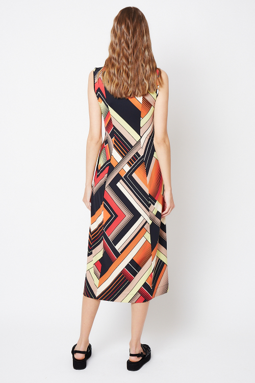 Fit — Vestido Jersey Estampa Mosaico Drapeado Lateral