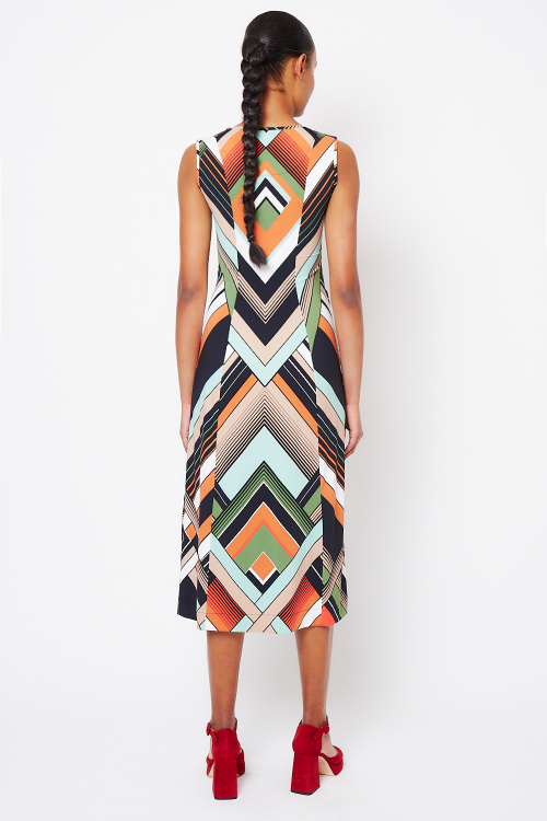 Fit — Vestido Jersey Estampa Mosaico Drapeado Lateral
