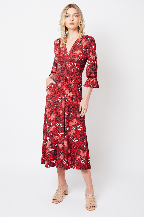 Fit — Vestido Jersey Estampa Renda Com Babados