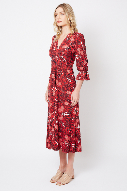 Fit — Vestido Jersey Estampa Renda Com Babados
