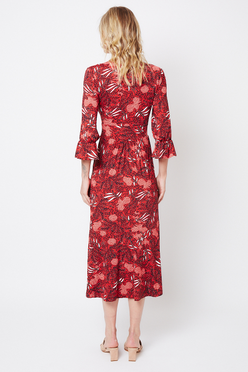 Fit — Vestido Jersey Estampa Renda Com Babados