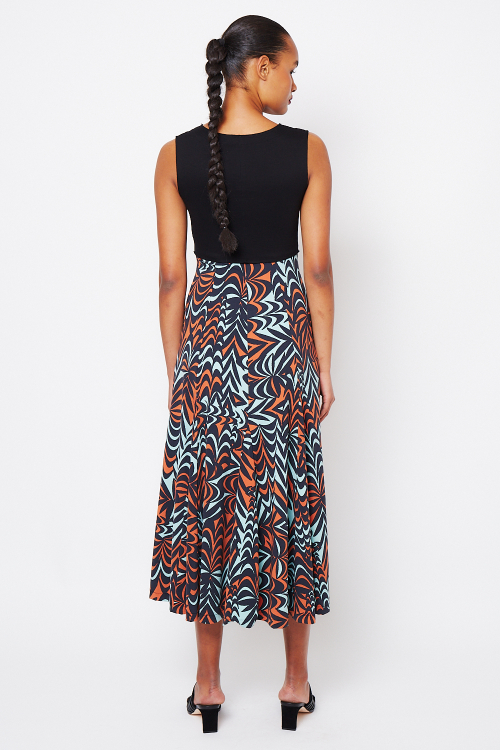 Fit — Vestido Jersey Estampa Ondas Detalhe Duplo Leve