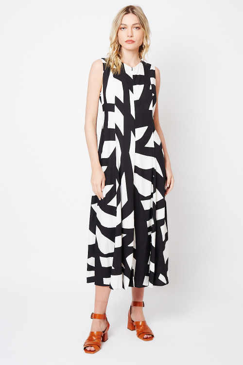Fit — Vestido Viscose Plana Estampa Cruzamentos