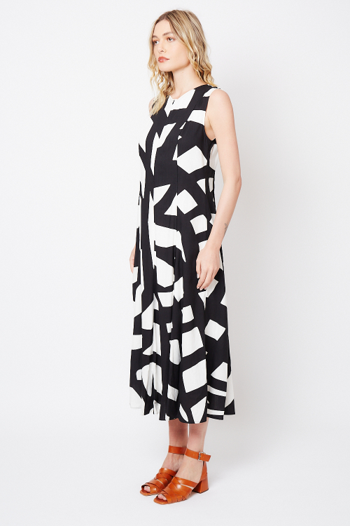 Fit — Vestido Viscose Plana Estampa Cruzamentos