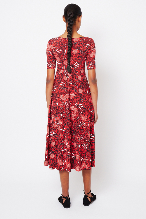 Fit — Vestido Jersey Estampa Renda Decote Quadrado