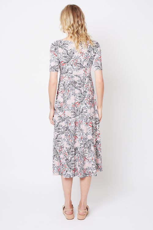Fit — Vestido Jersey Estampa Renda Decote Quadrado
