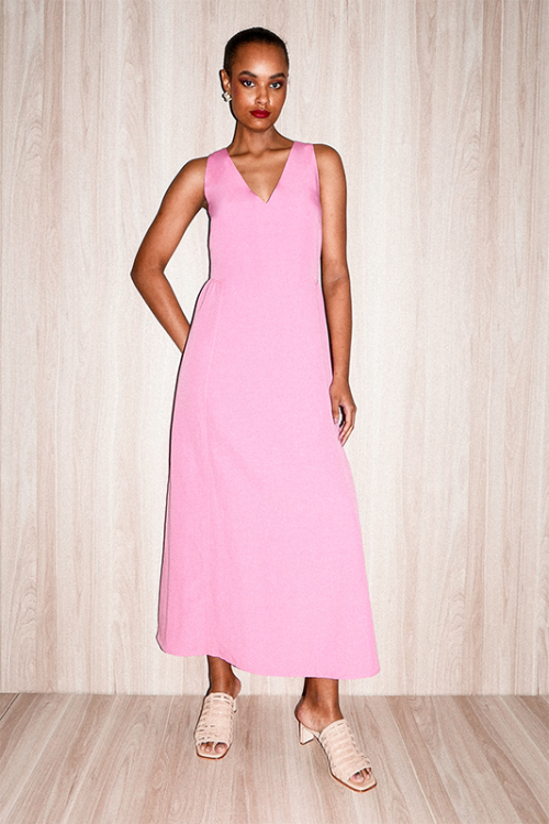 Fit — Vestido Modal Com Linho Detalhe Na Lateral