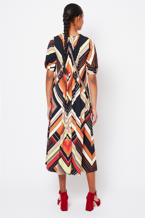 Fit — Vestido Jersey Estampa Mosaico Com Pregas